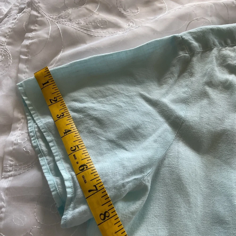 Talbots Women’s 2X Pure Irish Linen Teal Mist Short Sleeve Top - Picture 11 of 12